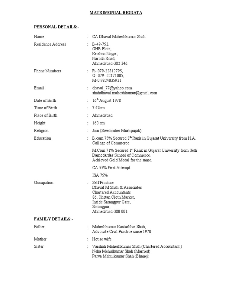 Bio Data 1 | PDF