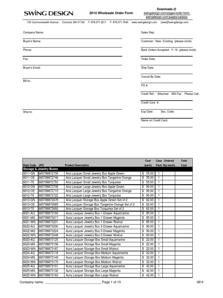 Order Form - Swing Design Autumn 2014 | PDF | Credit Card | Fee