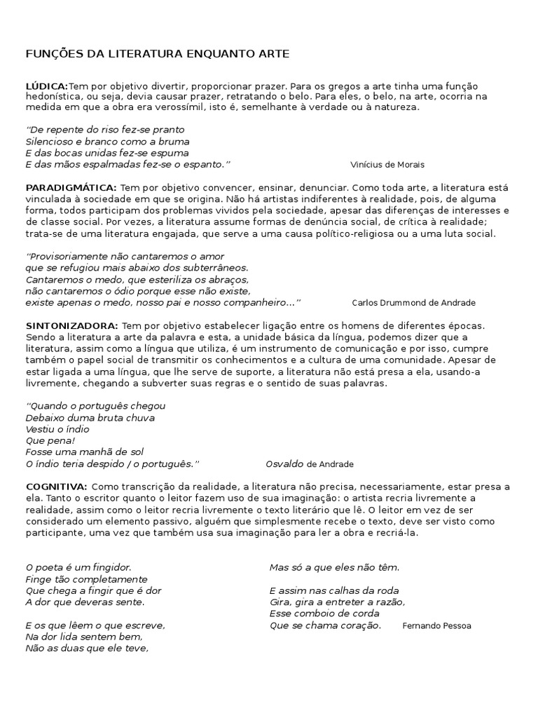 Função Da Literatura | PDF | Sociologia | Realidade