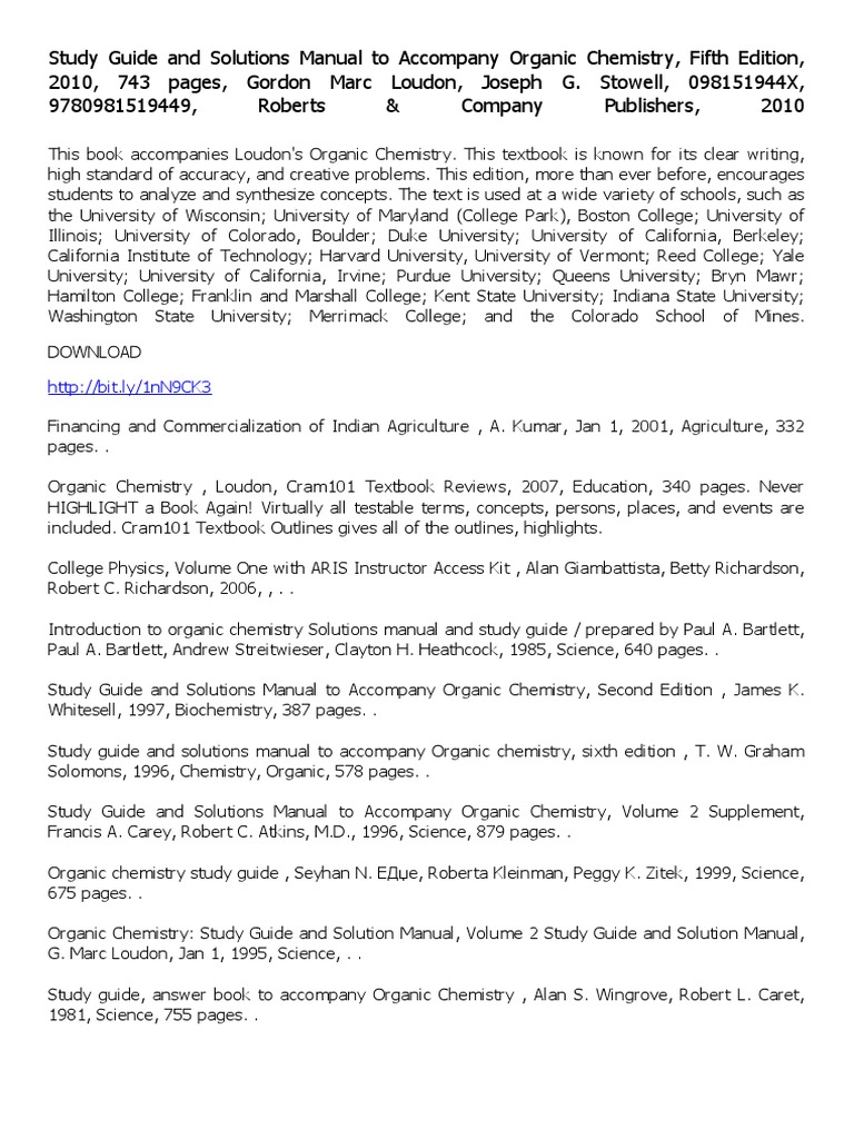 Study Guide and Solutions Manual to Accompany Organic Chemistry Fifth  Edition | Technology (General)