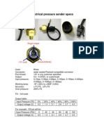 Pressure Sender Electrial Specs PDF