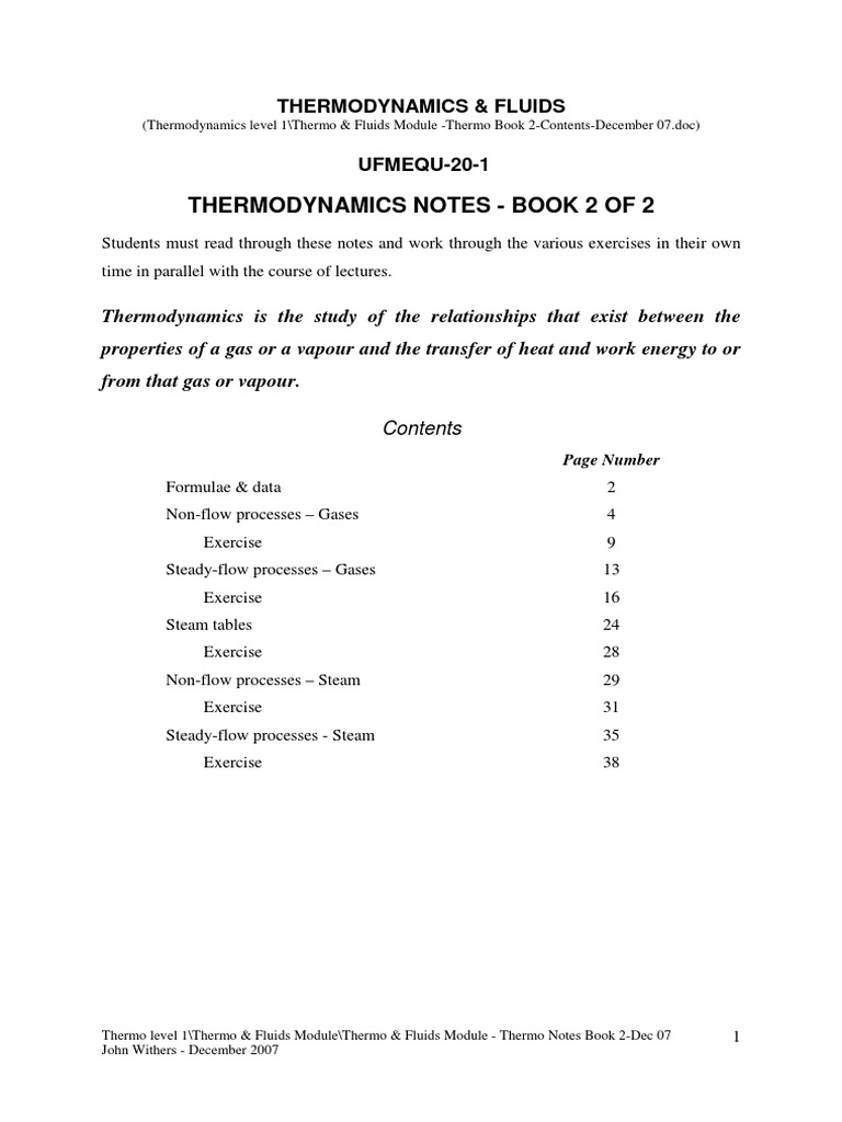 Thermodynamics Notes | PDF | Nozzle | Heat