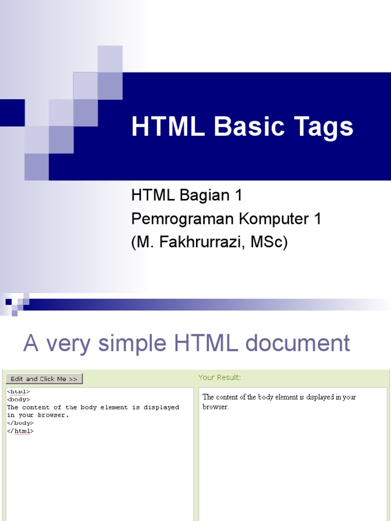 HTML Basic Tags and Formatting Guide | PDF
