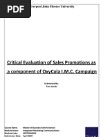 Download Critical Evaluation of Sales Promotions as a component of OxyCola IMC Campaign by Tom Jacob SN23657153 doc pdf