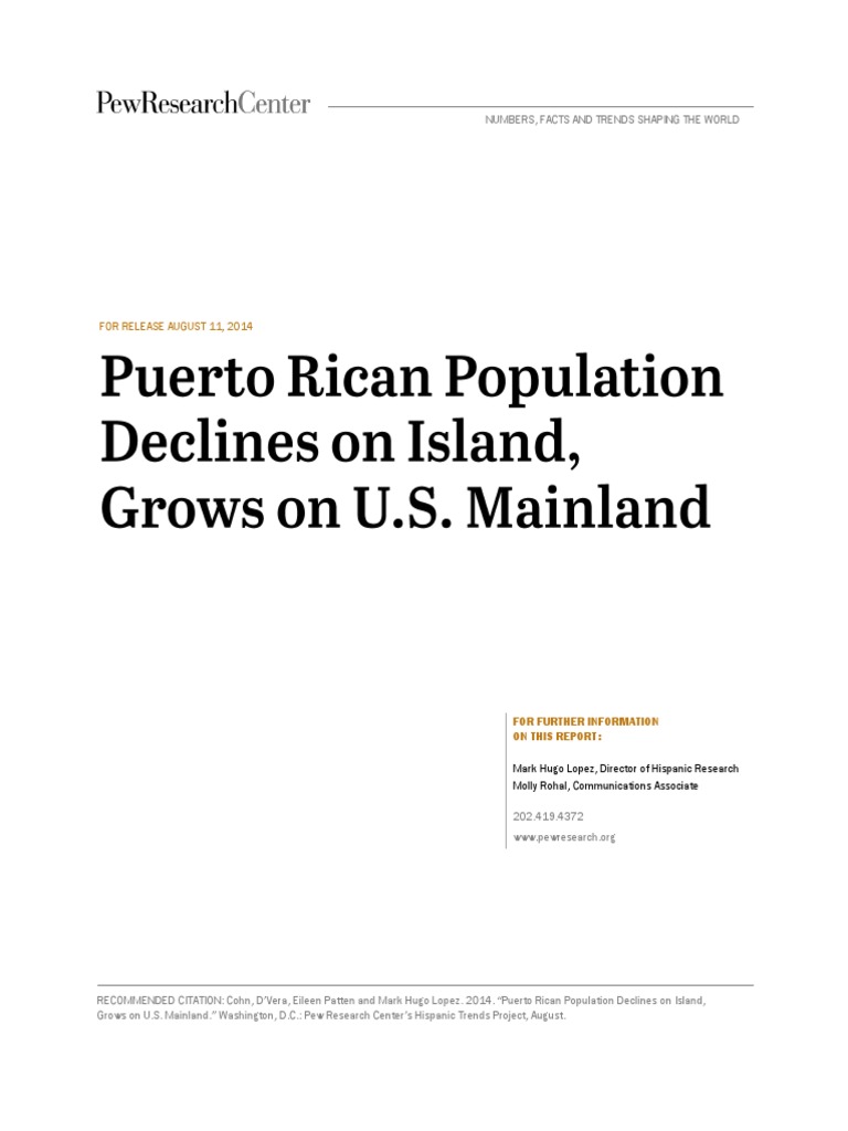 Pew Research Puerto Rican Migration Report | PDF | Puerto Rico ...