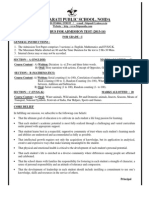 BBPS Grade 1 Admission Syllabus