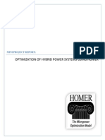Optimization of Hybrid Power Systems Using Homer: Mini Project Report