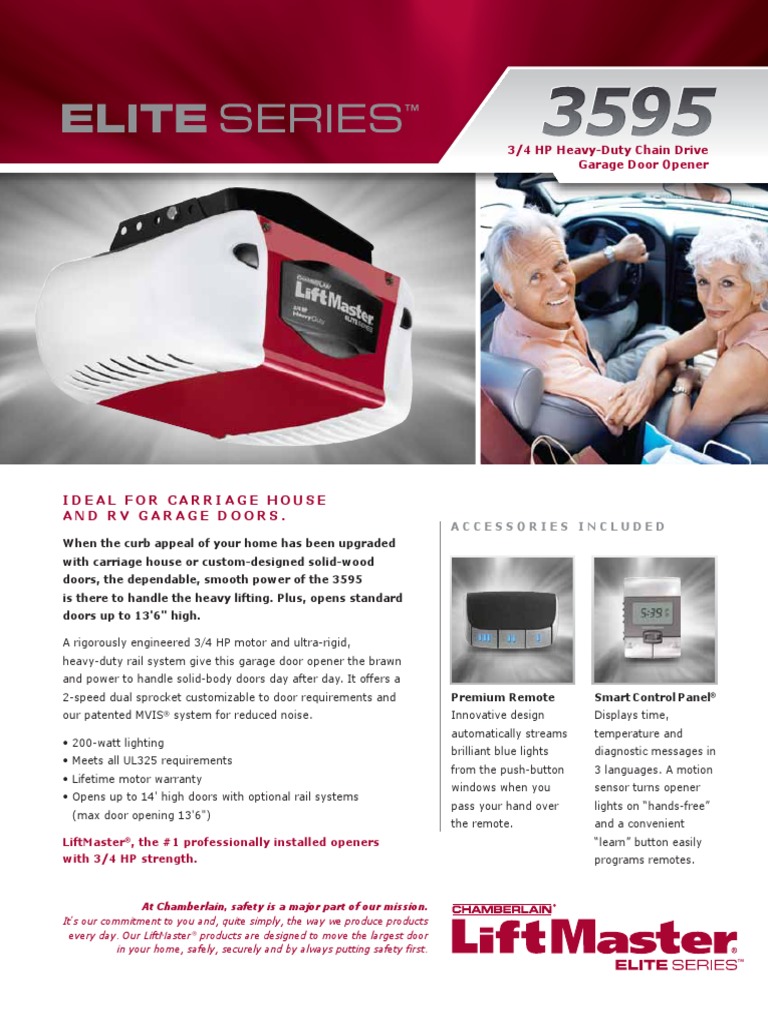 LiftMaster 3595 Garage Door Opener Brochure PDF Door Garage