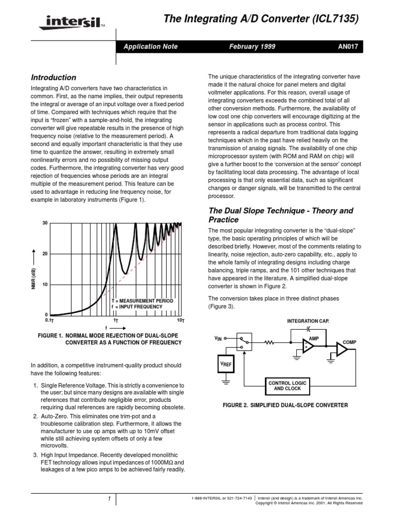 The Integrating A/D Converter (ICL7135) Application Note February