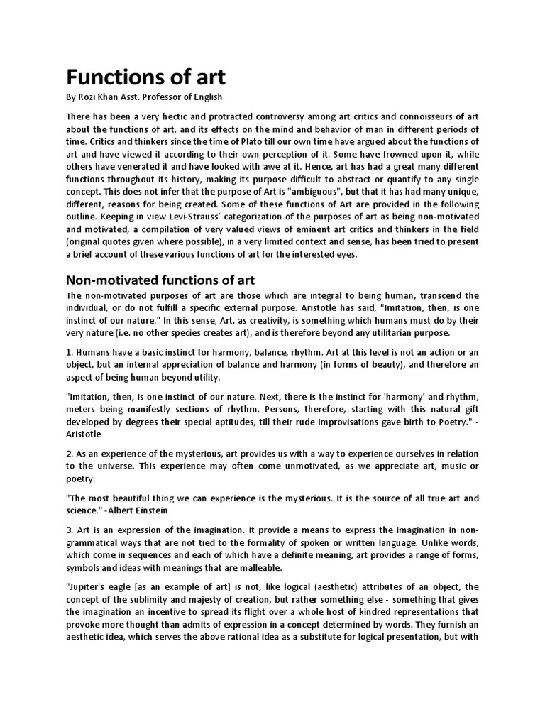 Nonmotivated functions of art