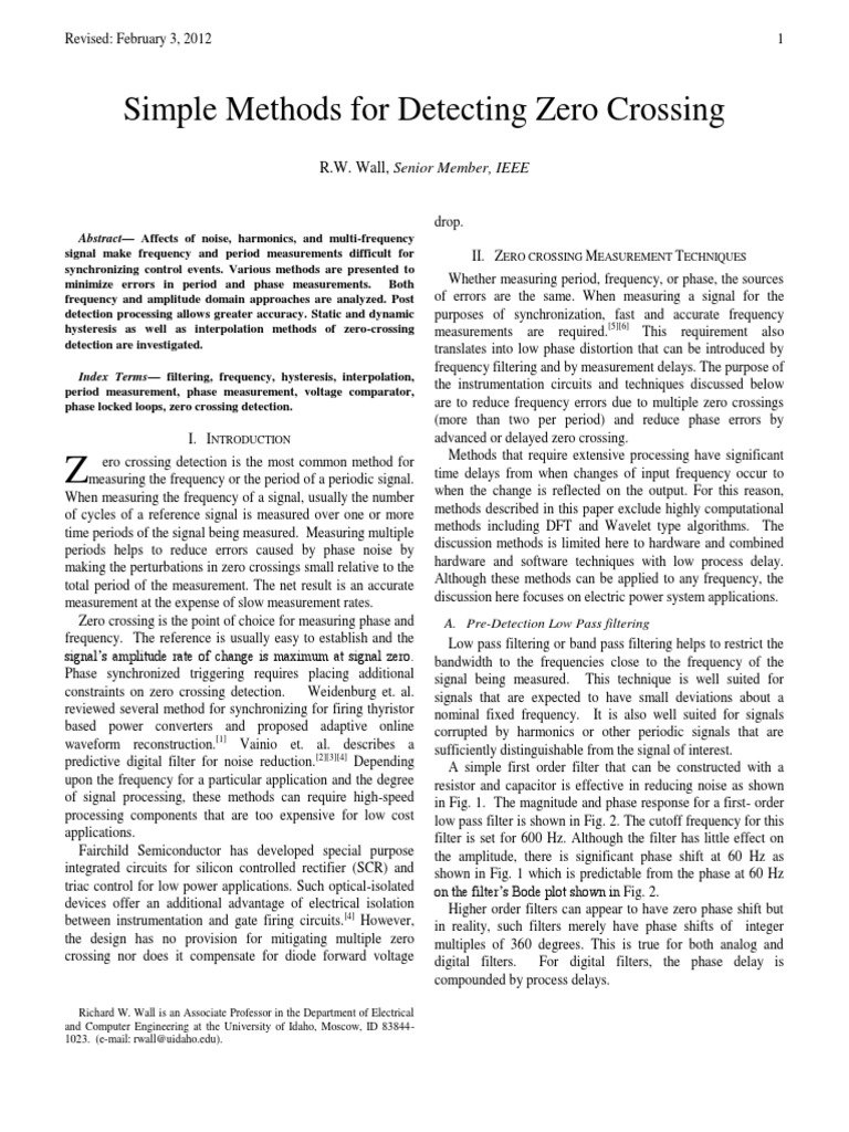 Zero Crossing Detection Methods | PDF | Low Pass Filter | Detector (Radio)