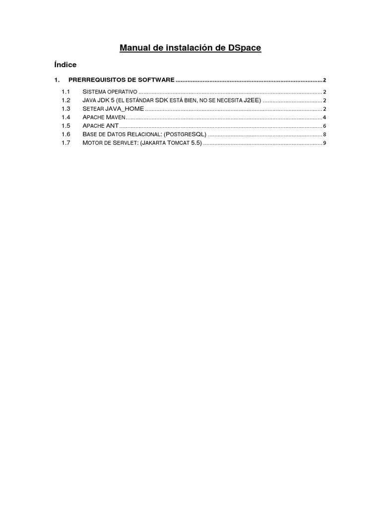 Instalación de DSpace 9: Guía de Prerrequisitos | PDF | Java (lenguaje ...