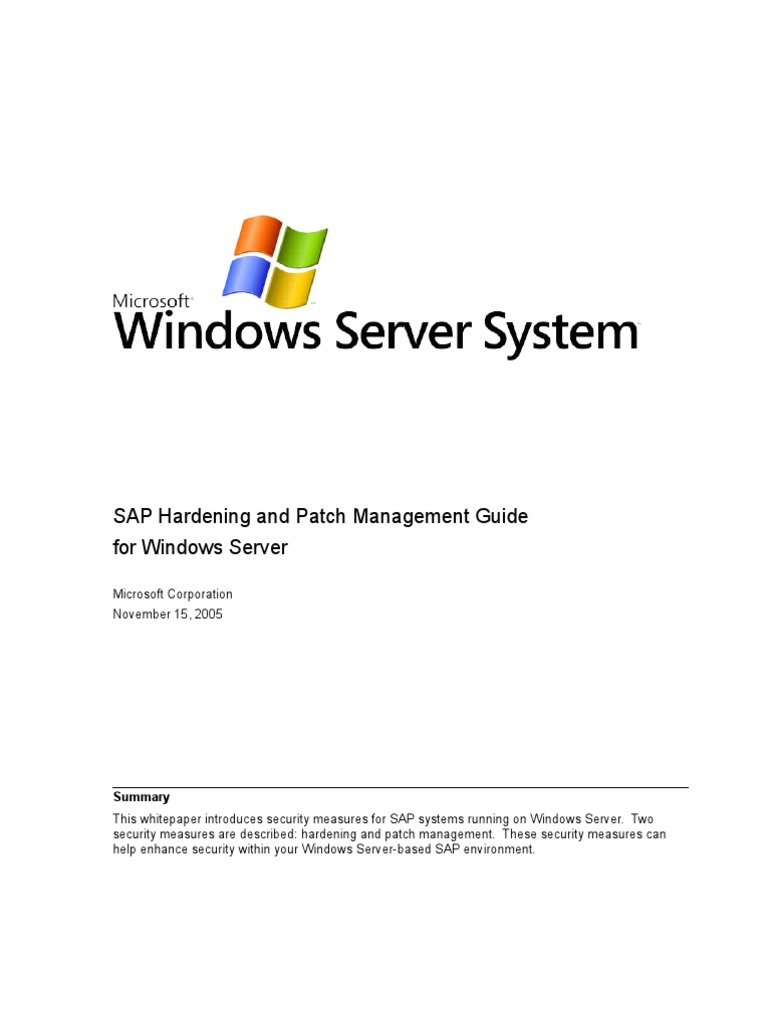 Sap Hardening and Patch Management Guide For Windows Server | PDF ...