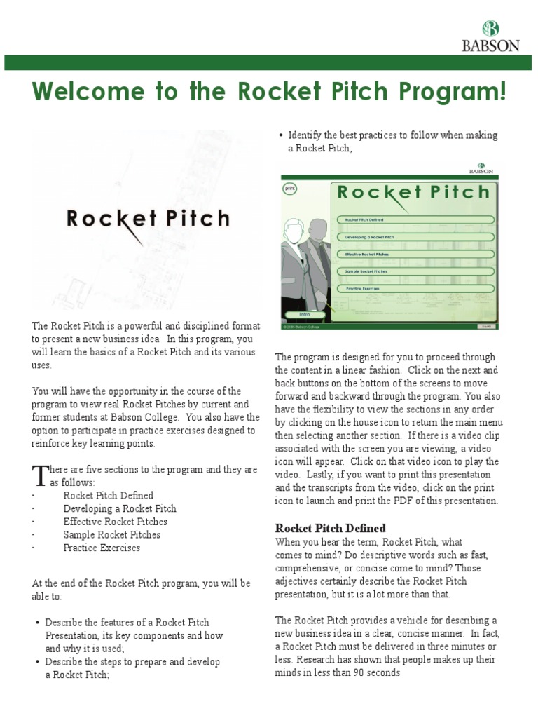 Understanding the Rocket Pitch Format | PDF | Ultraviolet | Business ...