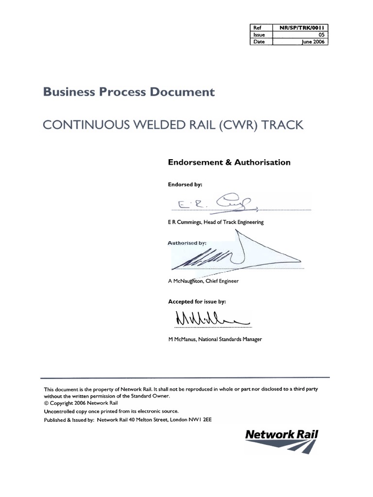 Network Rail: Endorsement & Authorisation | PDF | Track (Rail Transport ...