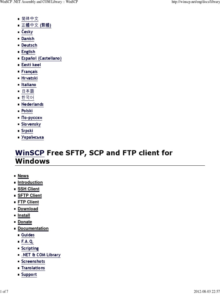 Winscp: Free SFTP, SCP and FTP Client For Windows | PDF | Scripting ...