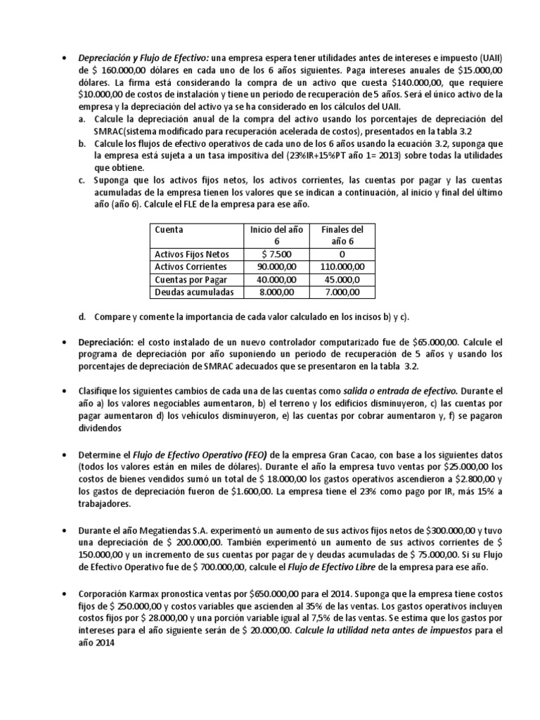 Activos Fijos y Flujo de Efectivo Operativo | PDF | Depreciación ...