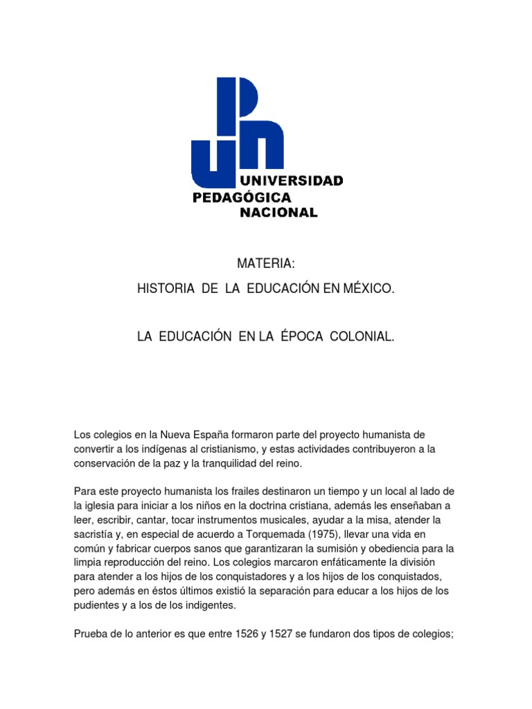 Historia de La Educacion en México | PDF | Nueva españa | Sociedad de jesus