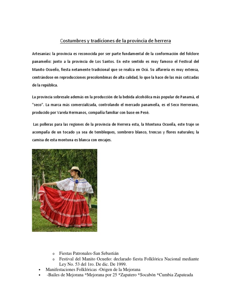 Costumbres y Tradiciones de La Provincia de Herrera | PDF | Comida y