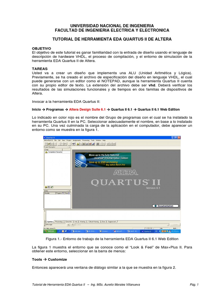 Tutorial EDA Quartus II: Diseño ALU VHDL | PDF | Vhdl | Ventana ...