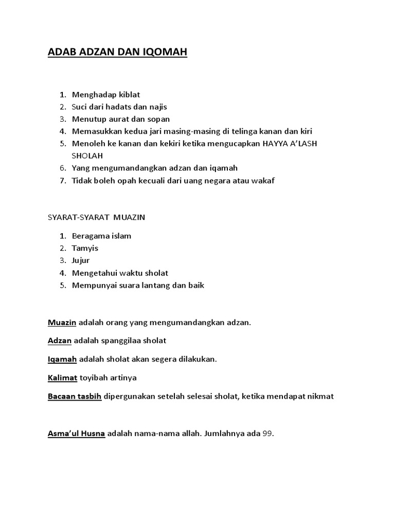 Adab Adzan Dan Iqomah Pdf