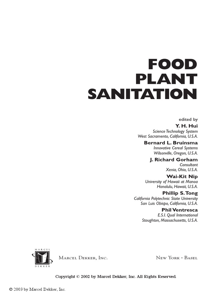 Food Plant Sanitation 2002 PDF Federal Food Food And