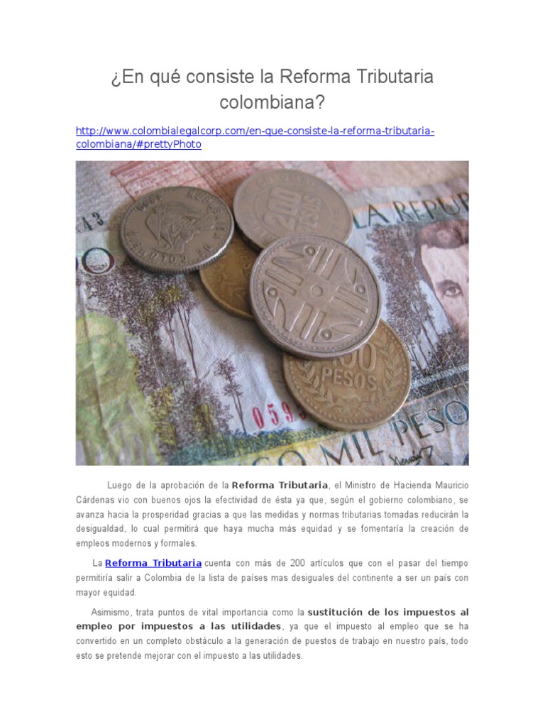 ¿En Qué Consiste La Reforma Tributaria Colombiana? Colombia Impuestos Prueba gratuita de