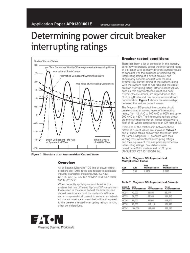 Determining Power Circuit Breaker Interrupting Ratings Application Paper AP01301001E PDF