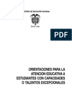 Orientaciones Para La Atención Educativa a Estudiantes Con Capacidades o Talentos Excepcionales