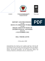 Report and Proceedings of the Results-Oriented 4 November 2002 Workshop on the Roles and Functions of International Advisors
