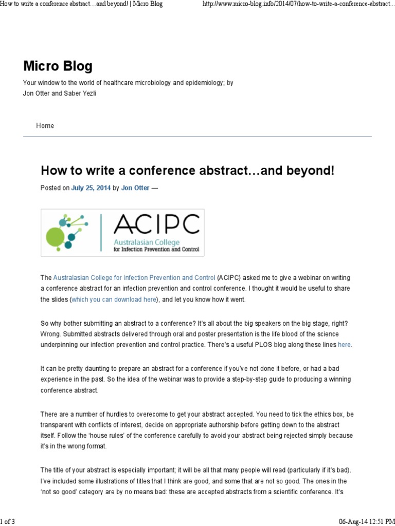 How To Write A Conference Abstract and Beyond! - Micro Blog | PDF ...
