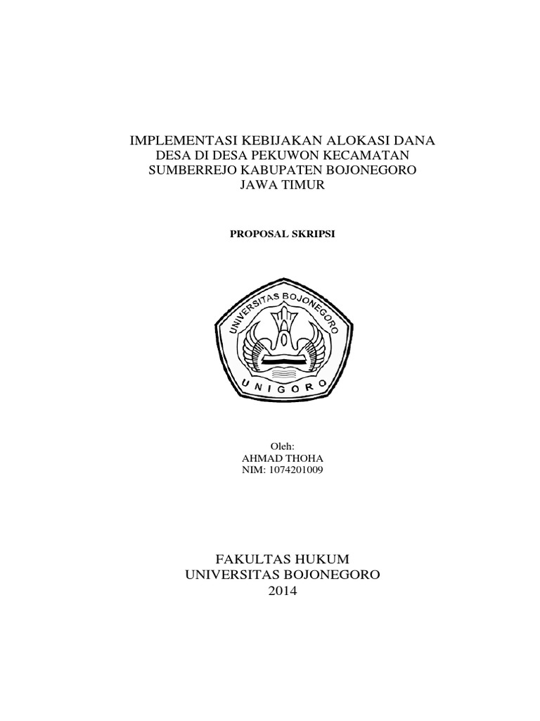 PROPOSAL AHMAD TOHA Implementasi Kebijakan Alokasi Dana