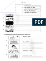 English Year 2 A) Match Correctly. Then, Write The Correct Sentence Next To Each Picture. (10%)