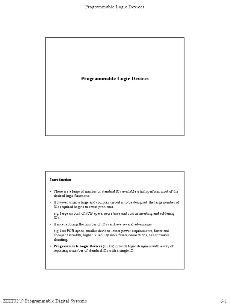 An Overview of Programmable Logic Devices Exploring the Architectures