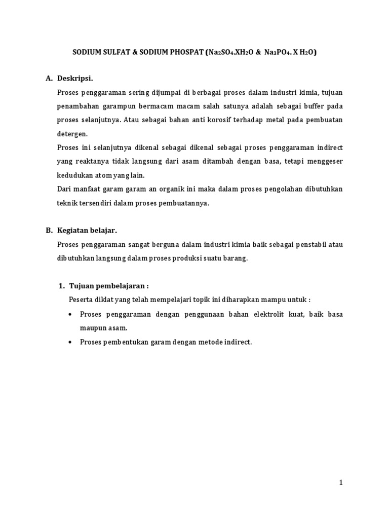 Pabrik Sodium Sulfat & Sod-Pospat | PDF