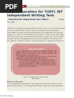 Self-Preparation For TOEFL iBT Independent Writing Task: - Intended For Hong Kong Test Takers