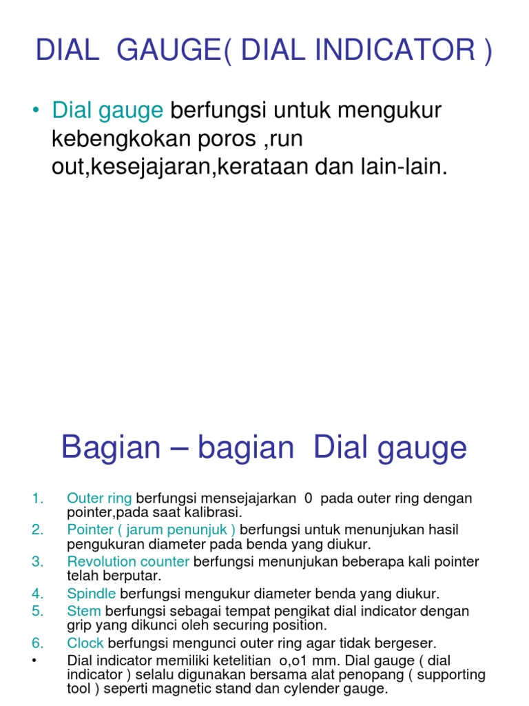 Dial Gauge (Dial Indicator) PDF