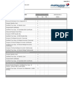 Application Checklist: Candidate's Personal Documents