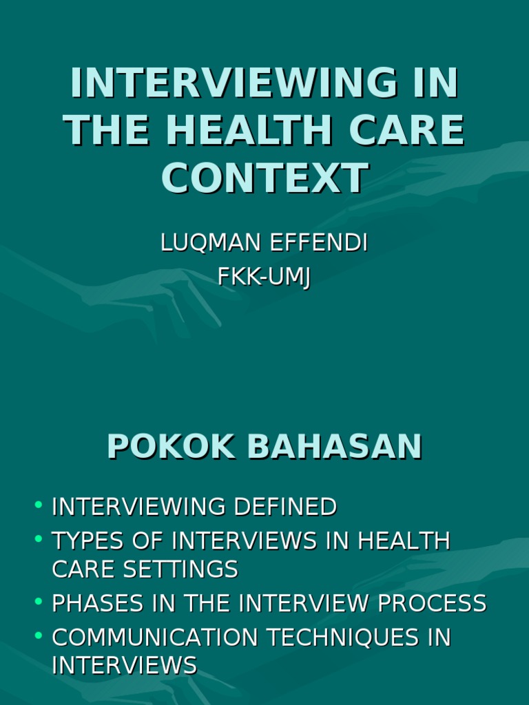 Health Care Interviewing Techniques | PDF