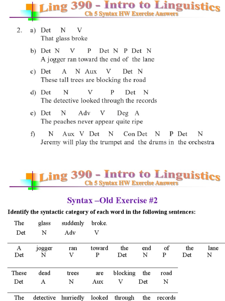 Syntax Exercises with Answers | PDF | Phrase | Rules
