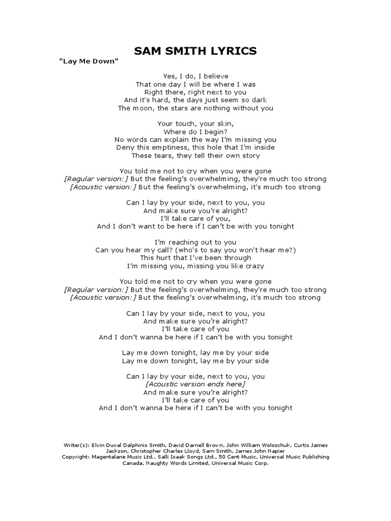 Sam Smith Lyrics