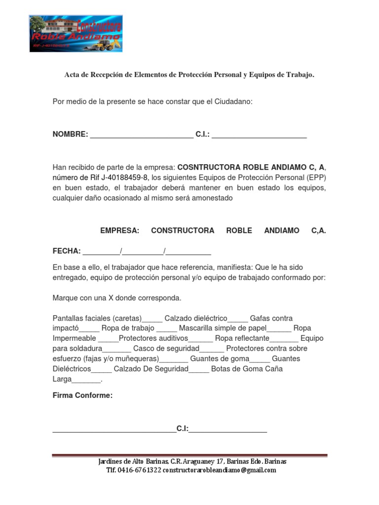 Formato de Entrega de Epp  Sports Equipment