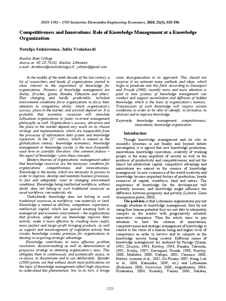 Knowledge Management for Competitiveness | PDF | Innovation | Strategic ...