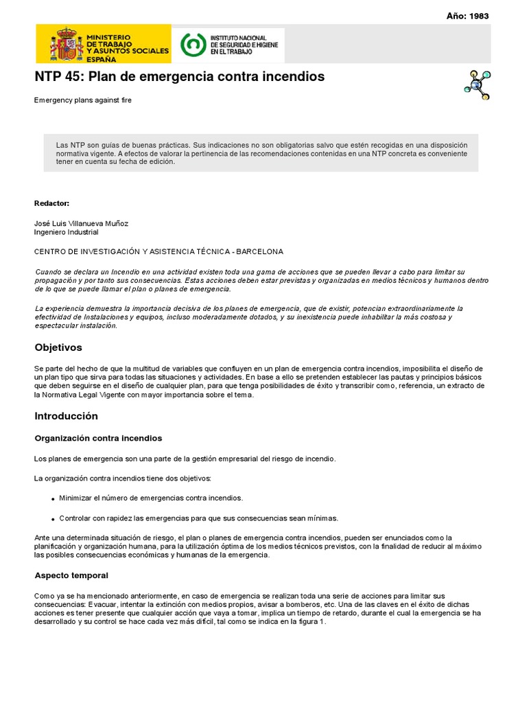 Plan de Emergencia Contrra Incendio | PDF | Bombero | Protección contra ...