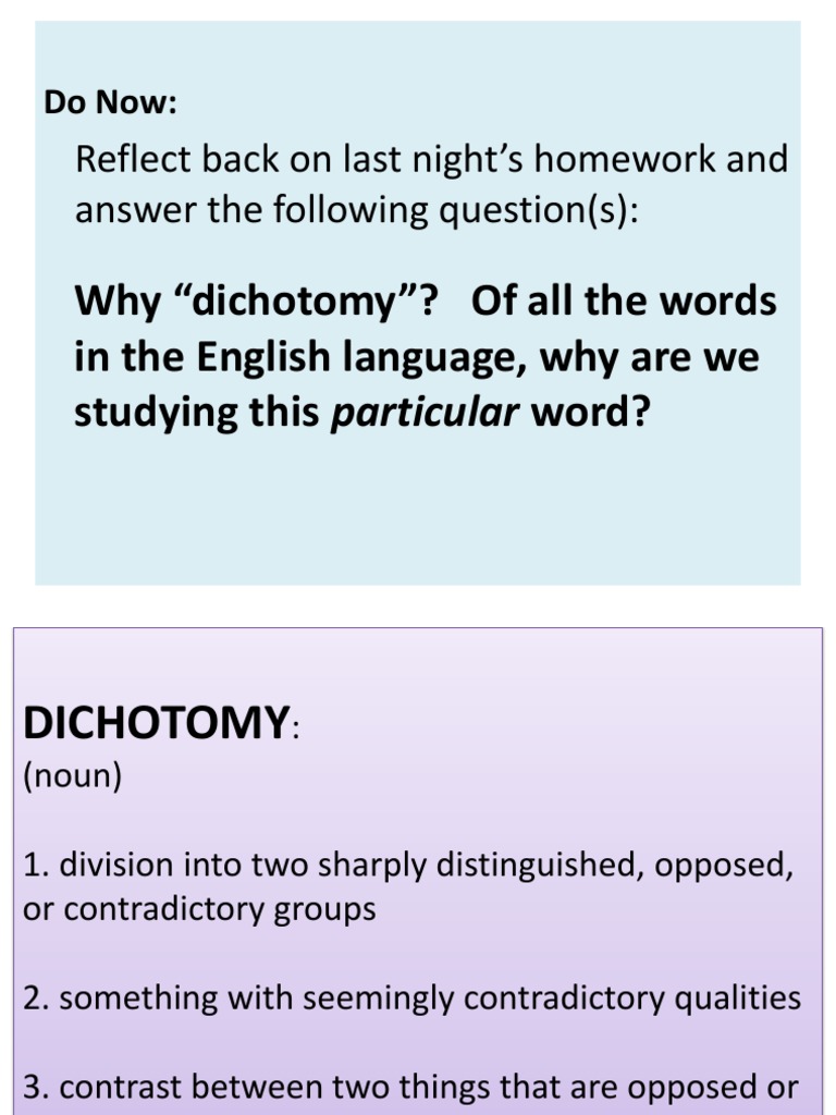 Dichotomy Lesson | PDF | Languages | Language Arts & Discipline