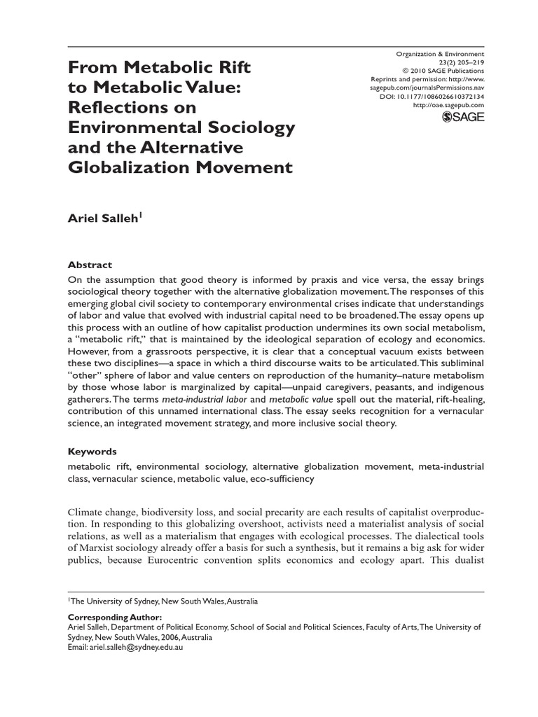 The Idea Of Metabolic Rift – The global water crises: a cross-national ...