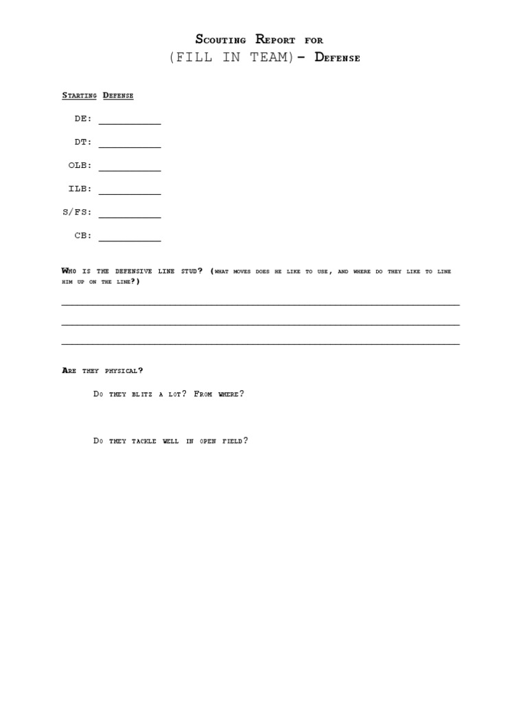 Defensive Scouting Report Template | PDF | Computers