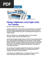 Cheap Cellphones Carry High Cost for Canada