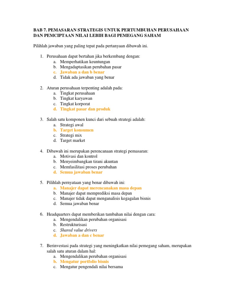Soal Perencanaan Binis Pilihan Ganda Dan Jawaban Soal