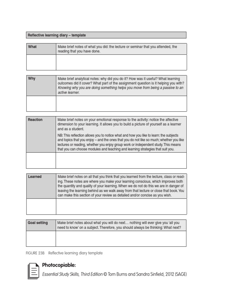 Reflective Learning Diary Template
